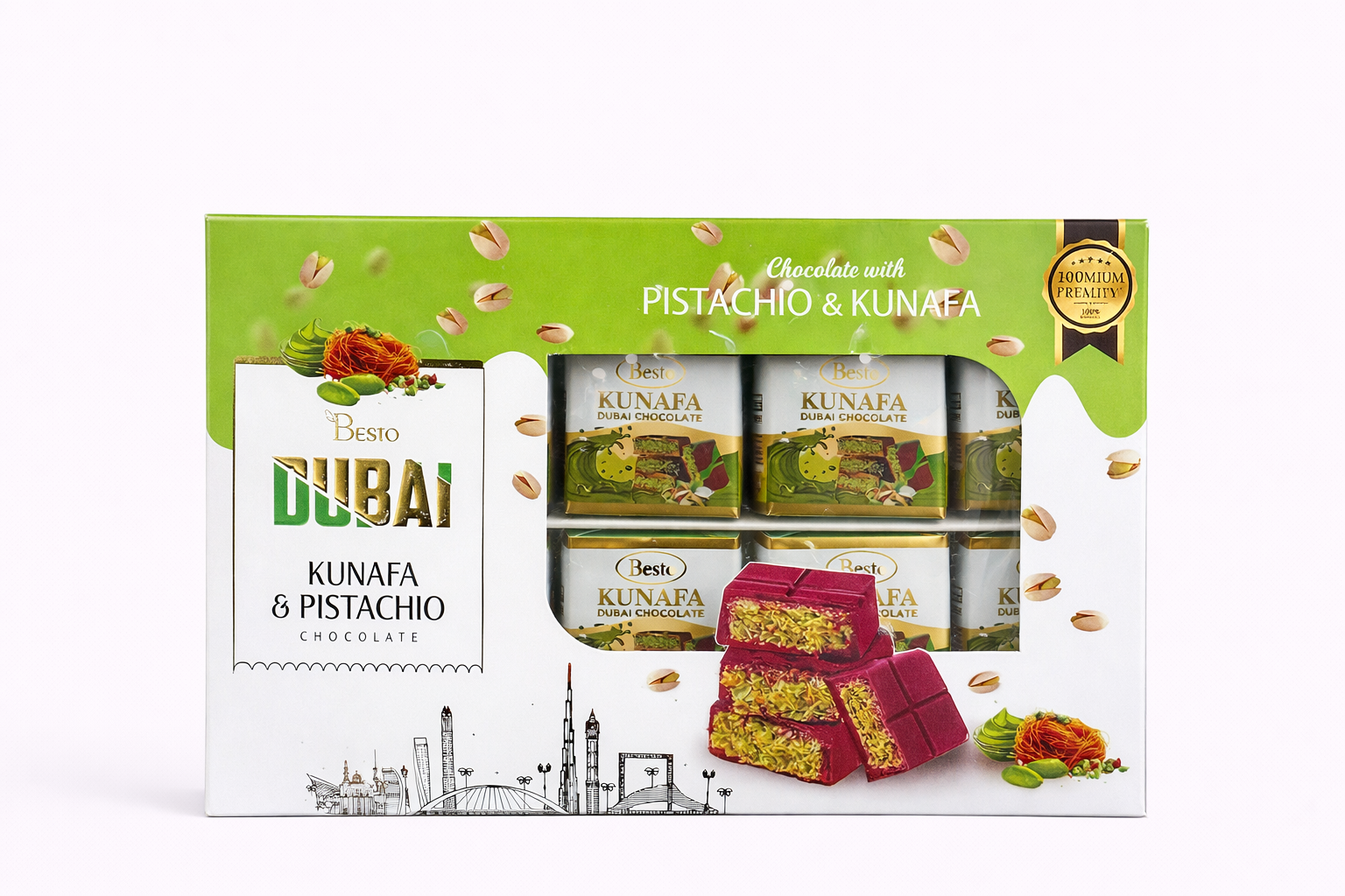 Dubai Chocolate Mini Bar with Kunafa Pistachio